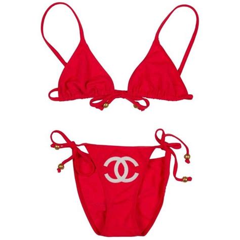 chanel bathing suit red|Chanel bikini peach.